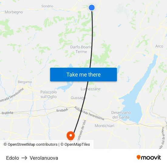 Edolo to Verolanuova map