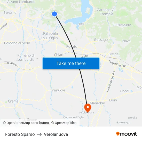 Foresto Sparso to Verolanuova map