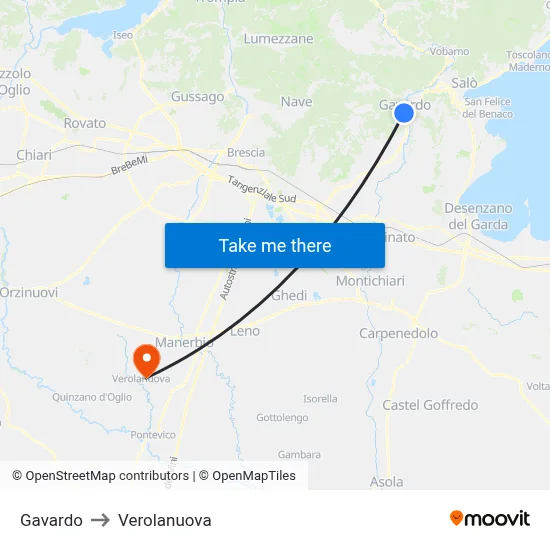 Gavardo to Verolanuova map