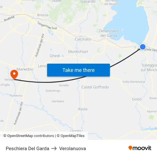 Peschiera Del Garda to Verolanuova map