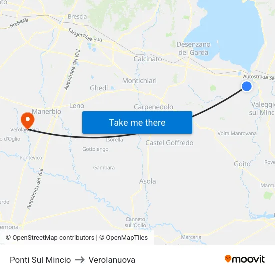 Ponti Sul Mincio to Verolanuova map