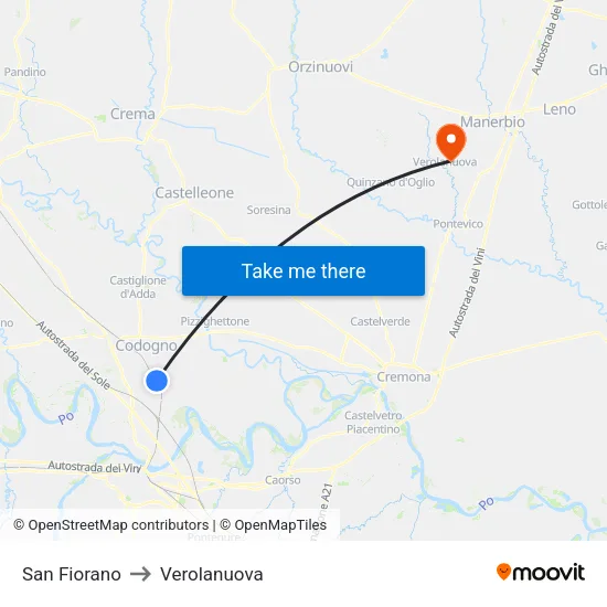 San Fiorano to Verolanuova map