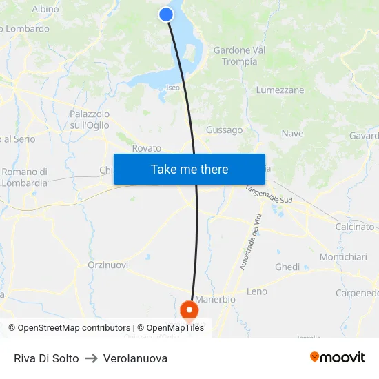 Riva Di Solto to Verolanuova map