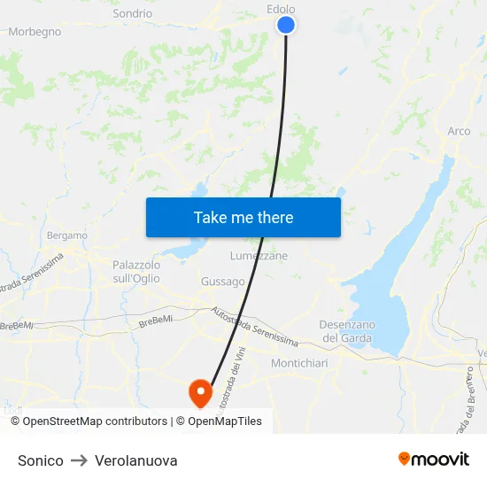 Sonico to Verolanuova map