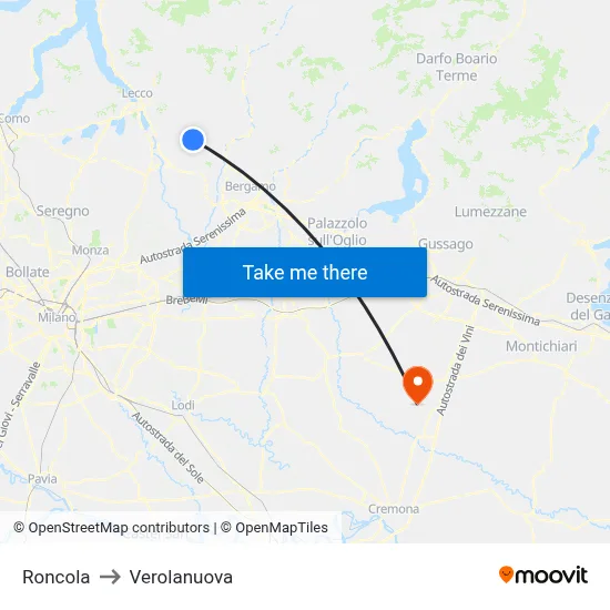 Roncola to Verolanuova map