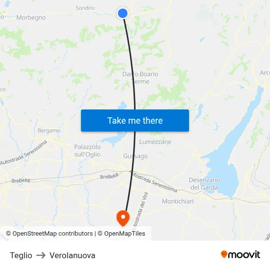 Teglio to Verolanuova map