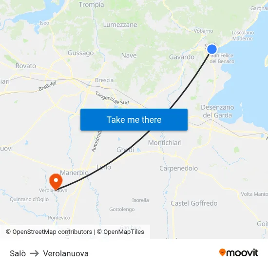 Salò to Verolanuova map