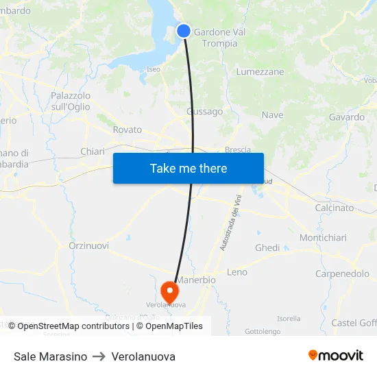 Sale Marasino to Verolanuova map