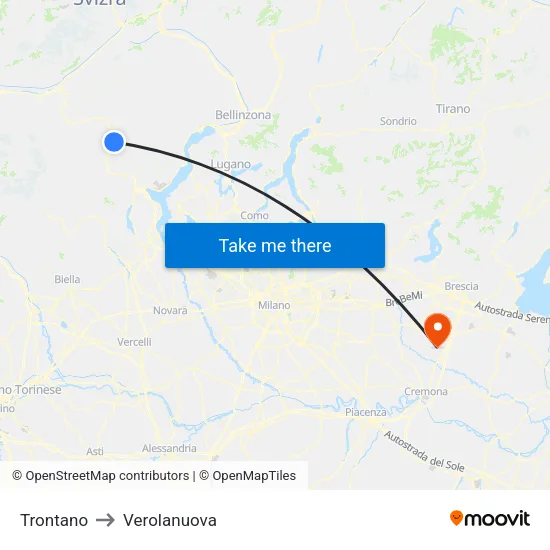 Trontano to Verolanuova map