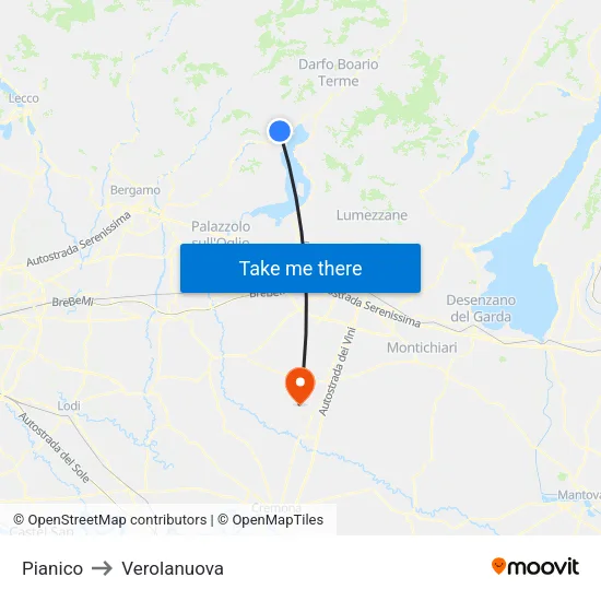 Pianico to Verolanuova map