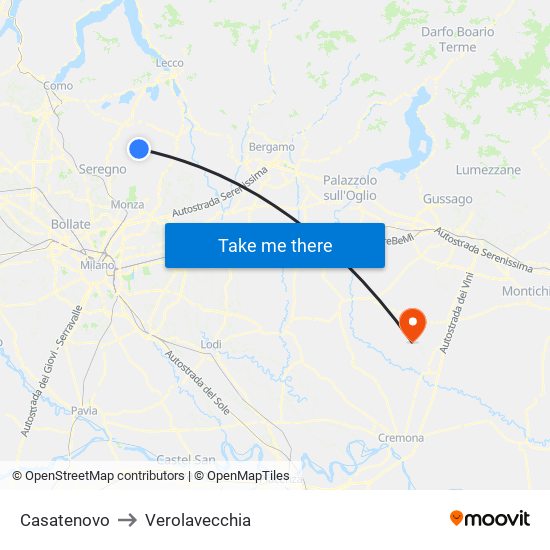 Casatenovo to Verolavecchia map
