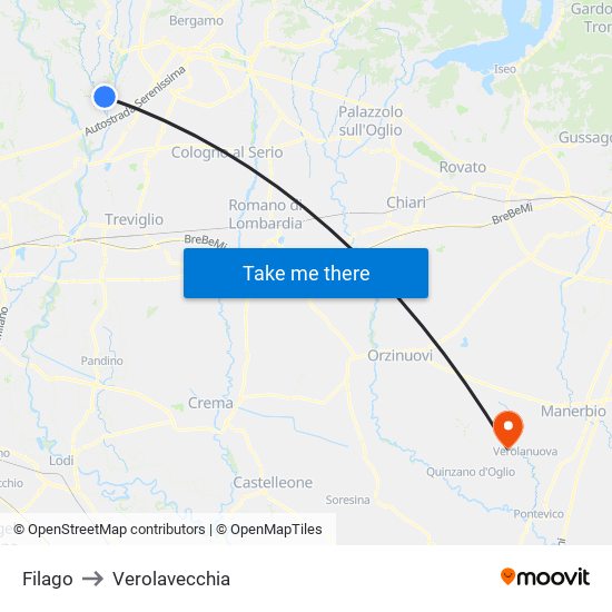 Filago to Verolavecchia map