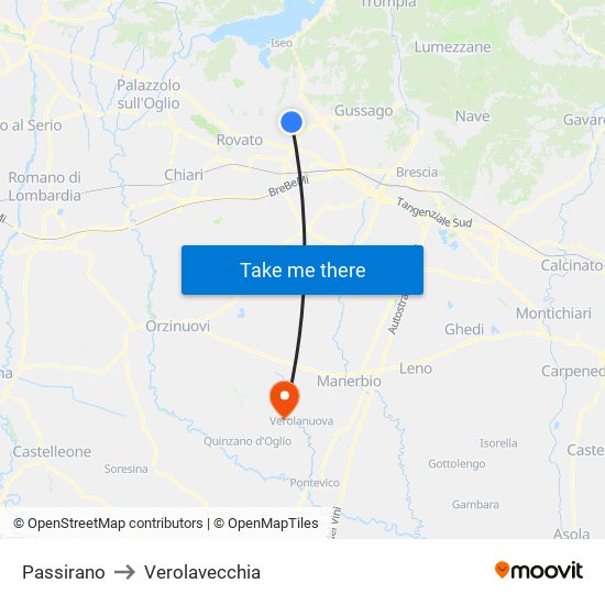 Passirano to Verolavecchia map