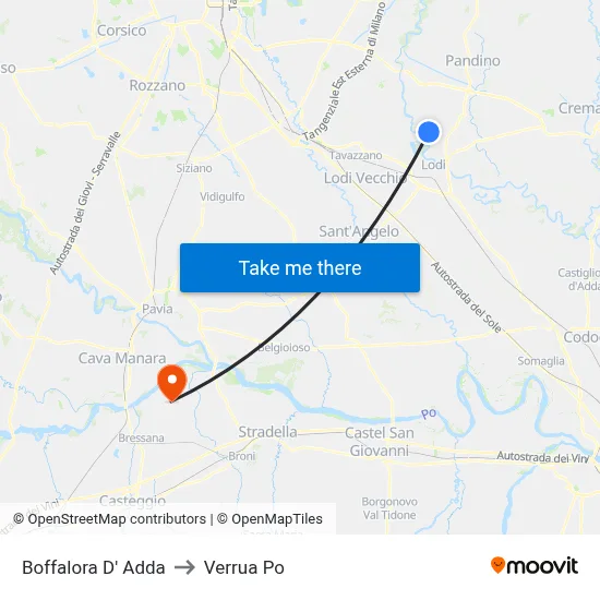 Boffalora D'Adda to Verrua Po map