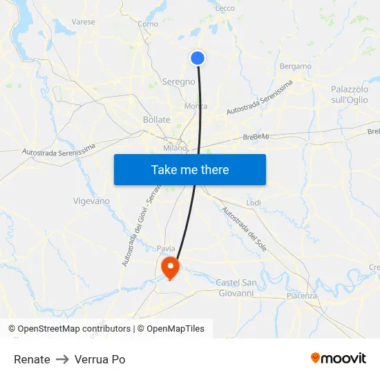 Renate to Verrua Po map