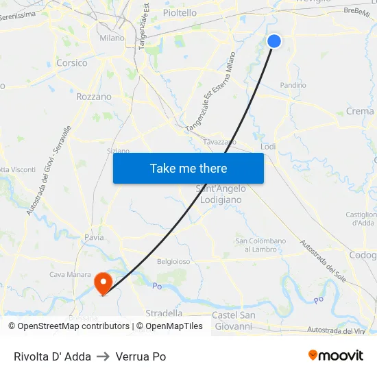Rivolta D' Adda to Verrua Po map