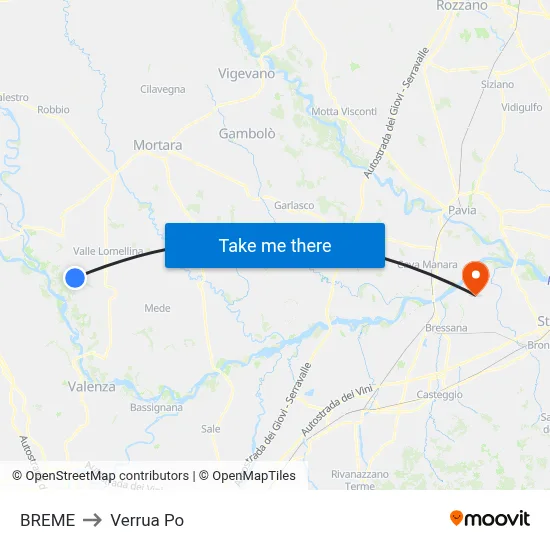 Breme to Verrua Po map