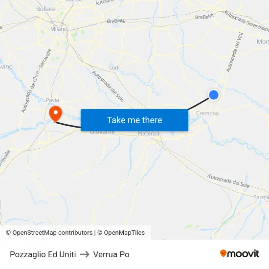 Pozzaglio Ed Uniti to Verrua Po map