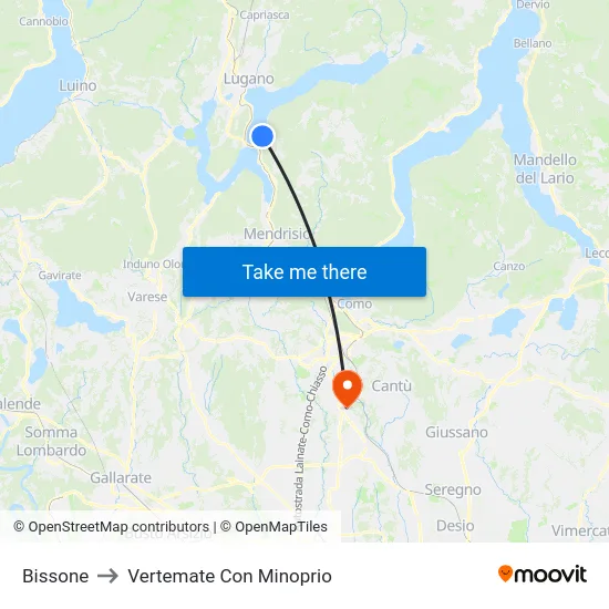 Bissone to Vertemate Con Minoprio map