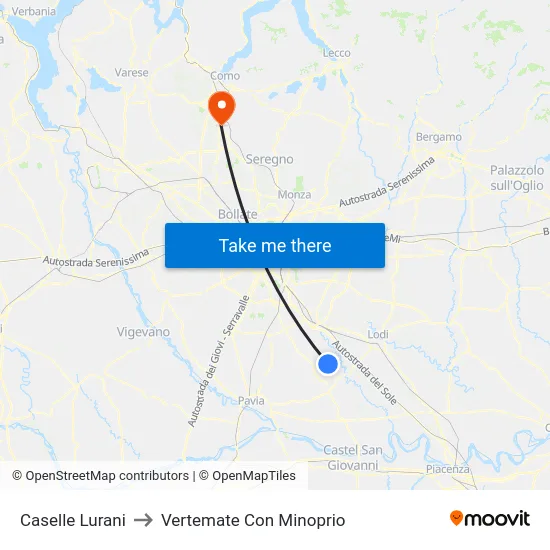 Caselle Lurani to Vertemate Con Minoprio map