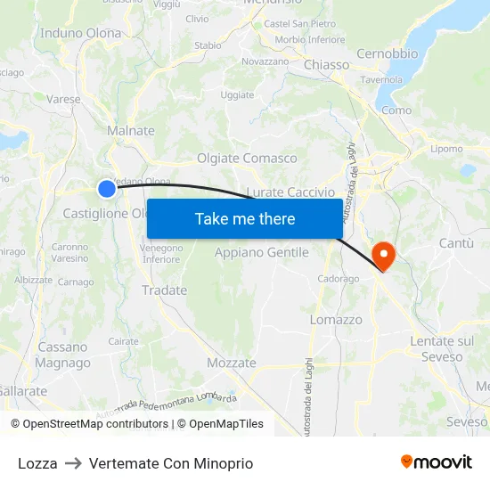Lozza to Vertemate Con Minoprio map