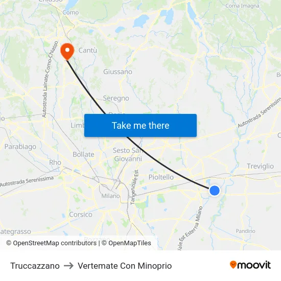 Truccazzano to Vertemate Con Minoprio map