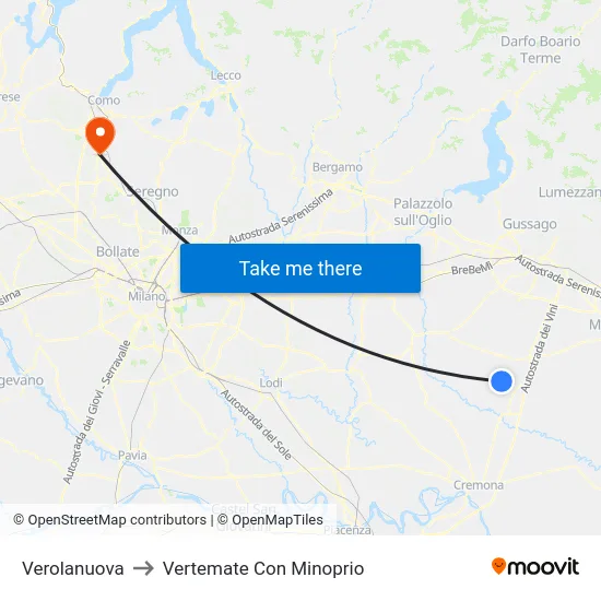 Verolanuova to Vertemate Con Minoprio map