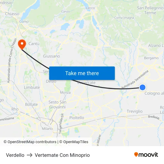 Verdello to Vertemate Con Minoprio map