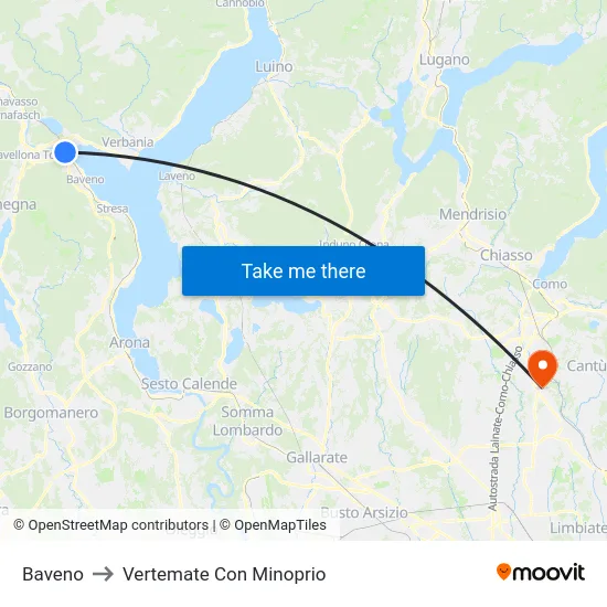Baveno to Vertemate Con Minoprio map