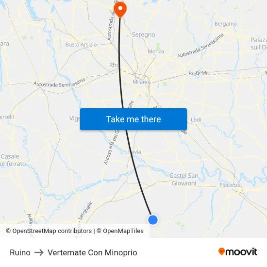 Ruino to Vertemate Con Minoprio map