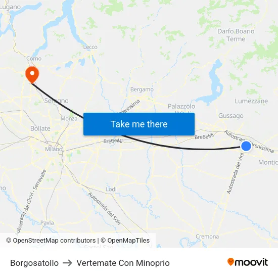 Borgosatollo to Vertemate Con Minoprio map
