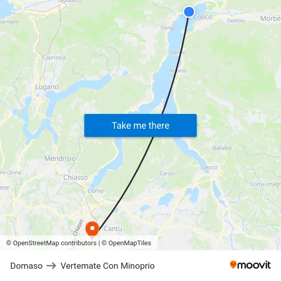 Domaso to Vertemate Con Minoprio map