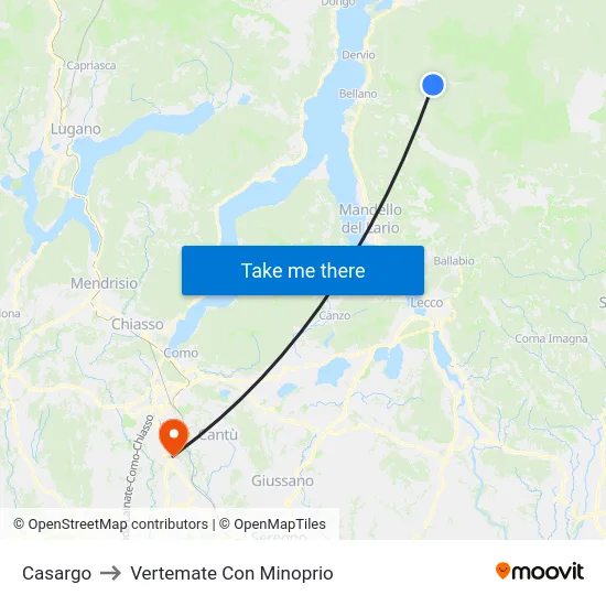 Casargo to Vertemate Con Minoprio map