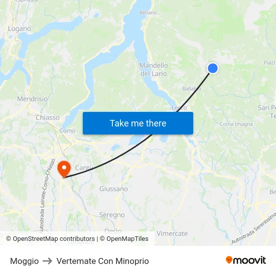 Moggio to Vertemate Con Minoprio map