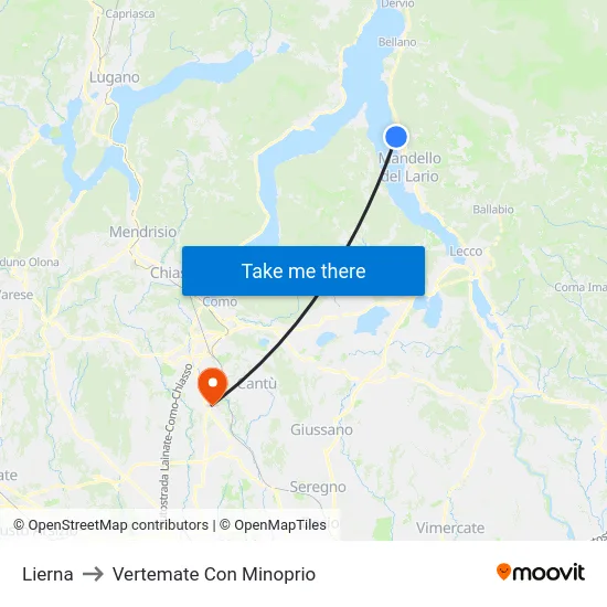 Lierna to Vertemate Con Minoprio map