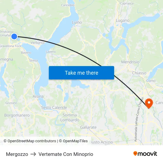 Mergozzo to Vertemate Con Minoprio map