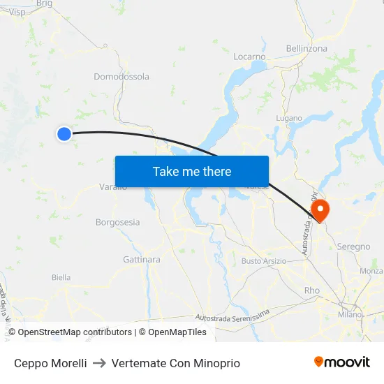 Ceppo Morelli to Vertemate Con Minoprio map