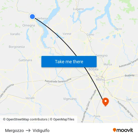 Mergozzo to Vidigulfo map