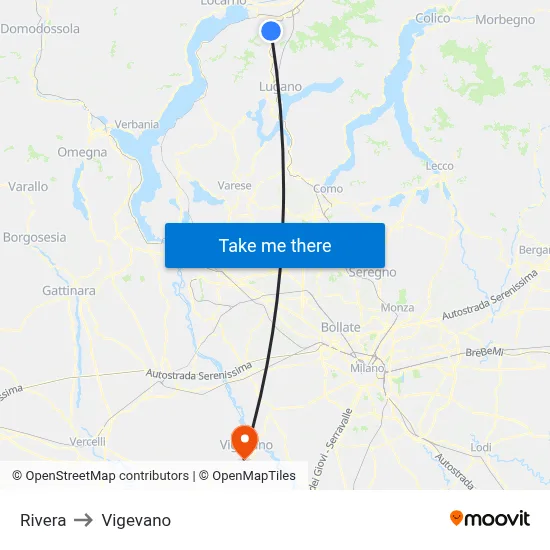 Rivera to Vigevano map