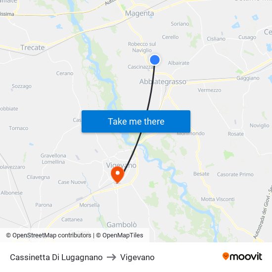 Cassinetta Di Lugagnano to Vigevano map