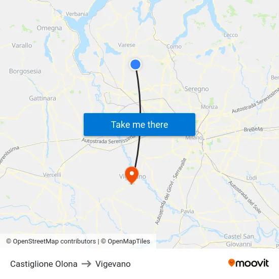Castiglione Olona to Vigevano map