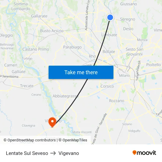 Lentate Sul Seveso to Vigevano map
