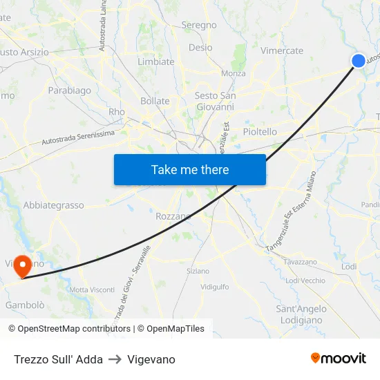 Trezzo Sull' Adda to Vigevano map