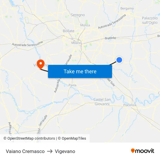 Vaiano Cremasco to Vigevano map