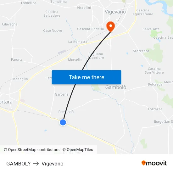 Gambol to Vigevano map