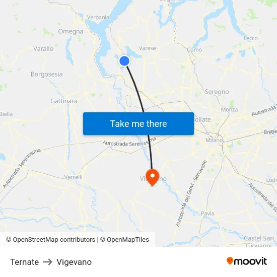 Ternate to Vigevano map