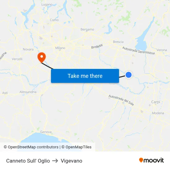 Canneto sull'Oglio to Vigevano map