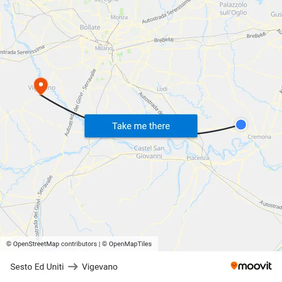 Sesto Ed Uniti to Vigevano map
