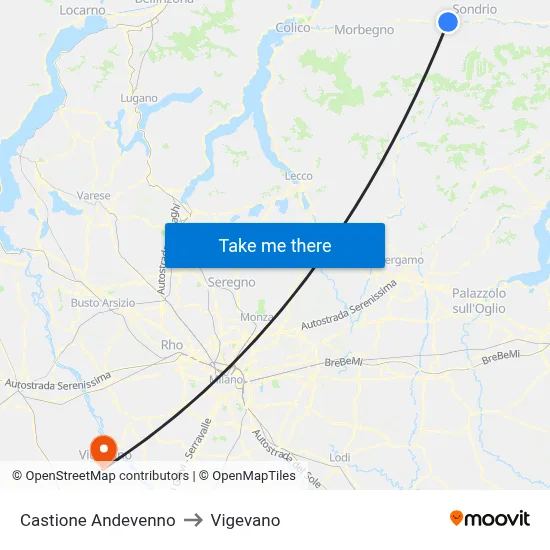 Castione Andevenno to Vigevano map