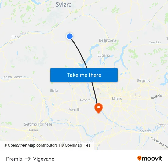Premia to Vigevano map